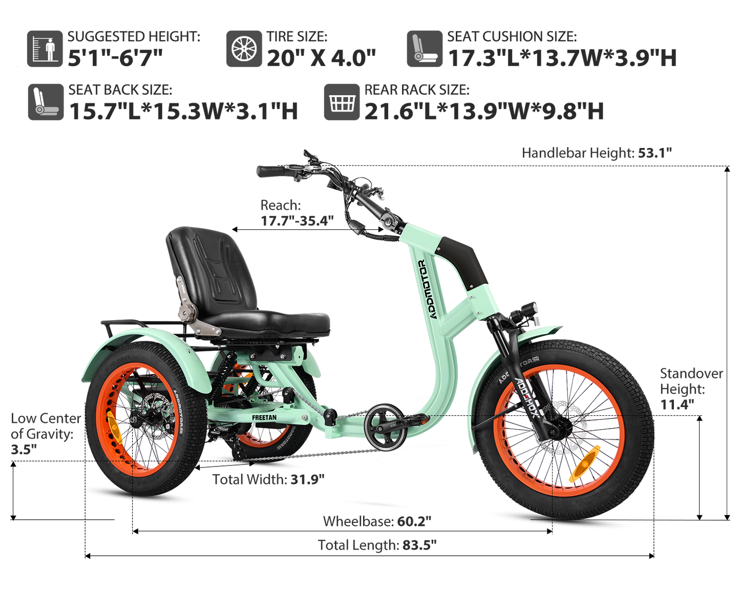 AddMotor Freetan M-368X Full-Suspension Semi-Recumbent eTrike