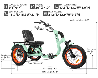 AddMotor Freetan M-368X Full-Suspension Semi-Recumbent eTrike